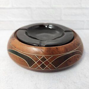 Hand Carved Wood Cigarette Ashtray / Trinket Dish, Trinket Bowl, Wooden Ashtray,